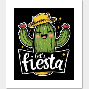 Let's fiesta cute cactus sumbrero Posters and Art